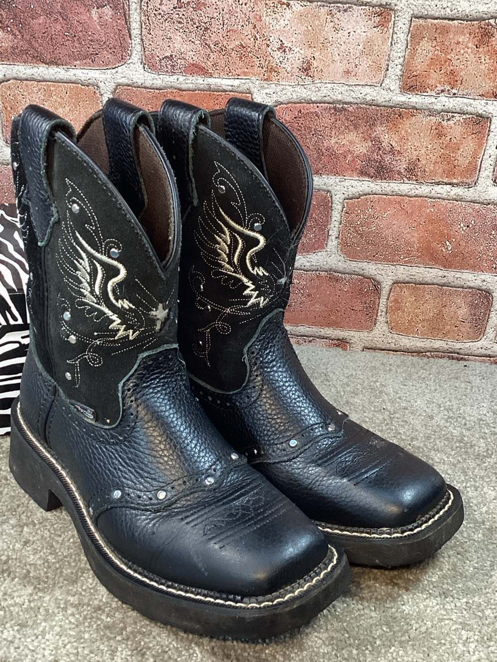 Justin Gypsy Mandra womens black western cowboy boots size 6.5